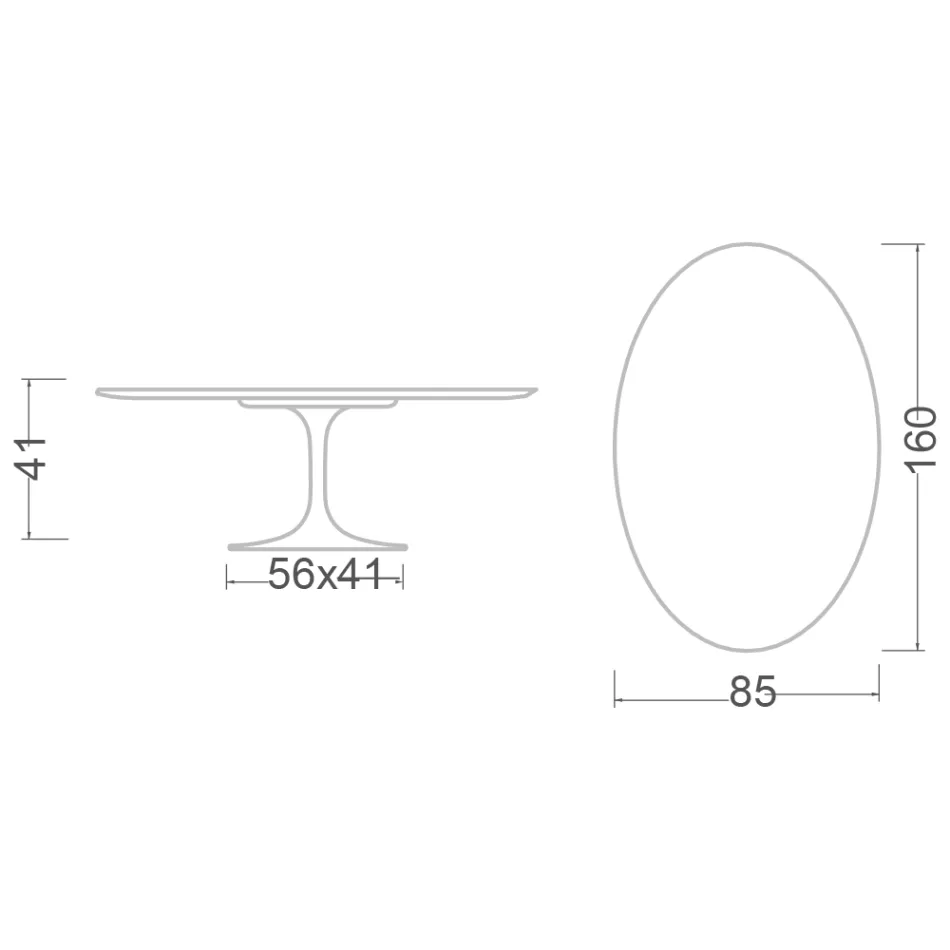 Tulip Saarinen Ovaler Couchtisch H 41 aus Morpheus-Keramik, hergestellt in Italien – Scharlachrot Viadurini