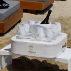 Couchtisch - schwimmendes Tablett aus nautischem Öko-Leder und Trona Plexiglas Viadurini