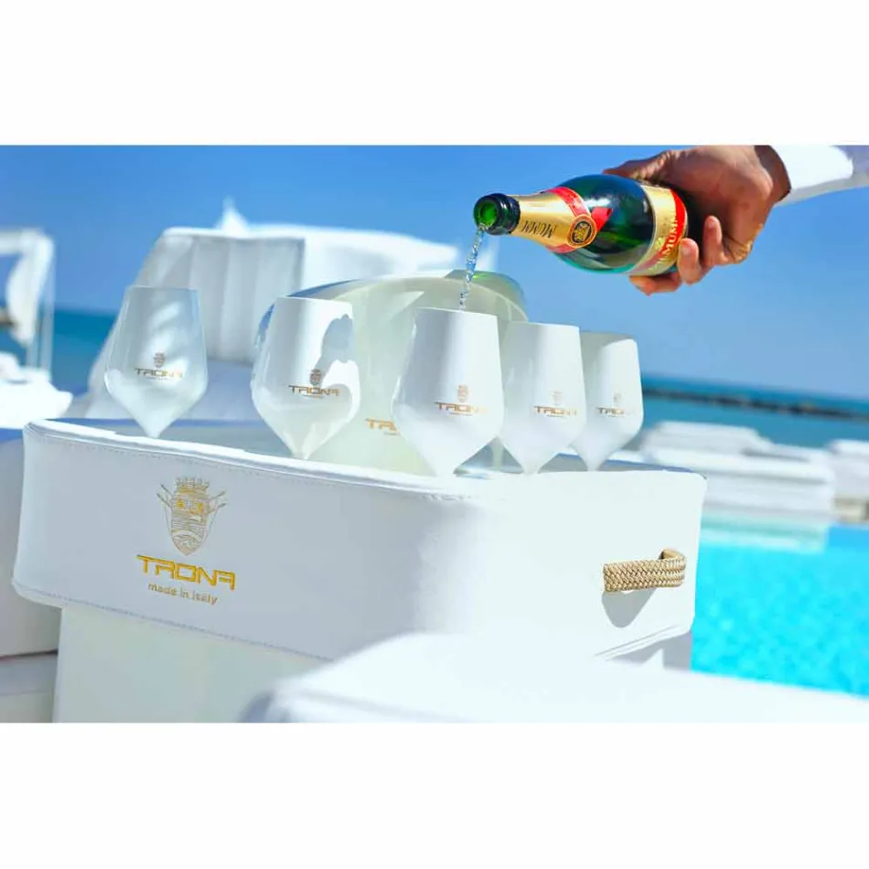 Couchtisch - schwimmendes Tablett aus nautischem Öko-Leder und Trona Plexiglas Viadurini