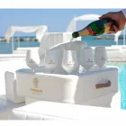 Couchtisch - schwimmendes Tablett aus nautischem Öko-Leder und Trona Plexiglas Viadurini