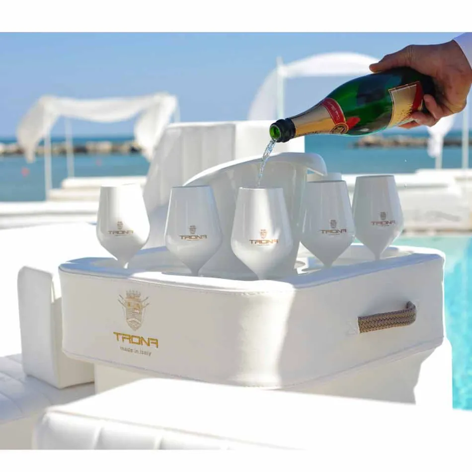 Couchtisch - schwimmendes Tablett aus nautischem Öko-Leder und Trona Plexiglas Viadurini