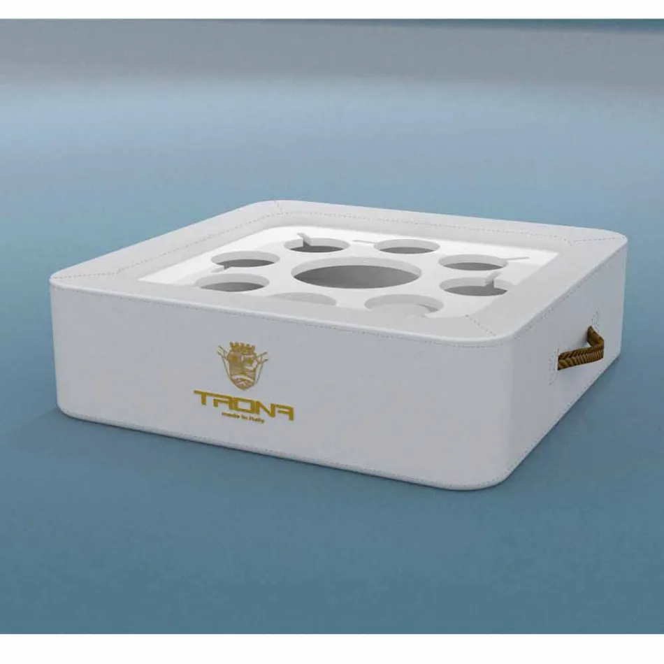 Couchtisch - schwimmendes Tablett aus nautischem Öko-Leder und Trona Plexiglas Viadurini