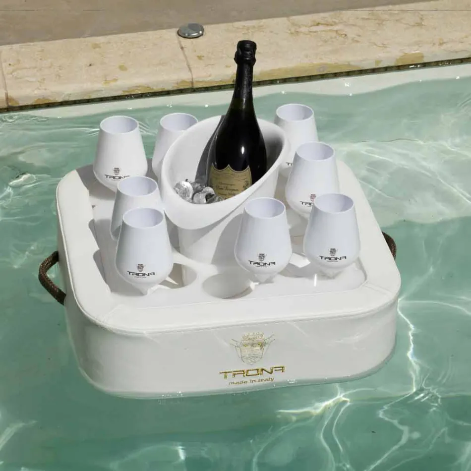 Couchtisch - schwimmendes Tablett aus nautischem Öko-Leder und Trona Plexiglas Viadurini