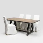 200 x 100 cm Kiefernholztisch mit antik gewaschenem Gestell - Aieta Viadurini