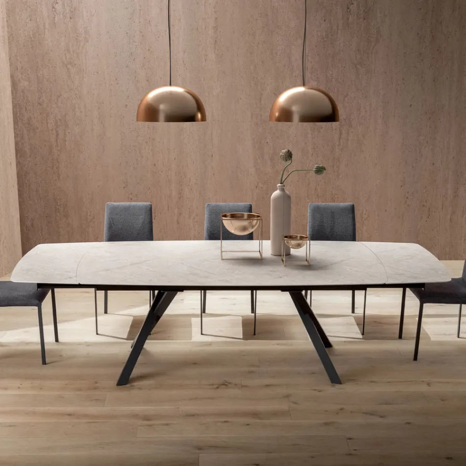 Ausziehbarer Fasstisch auf 240 oder 280 cm aus geschichtetem HPL - Dialogo Viadurini