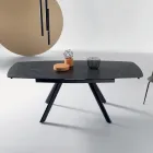 Ausziehtisch 140/210 x 90 cm aus Sinterstein mit Marmoroptik - Atrium Viadurini