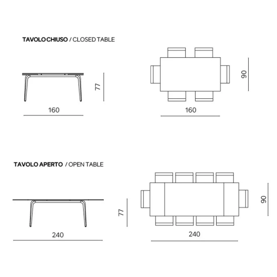 Ausziehbarer Tisch 160/240 x 90 cm aus Sinterstein mit Marmoroptik - Samus Viadurini