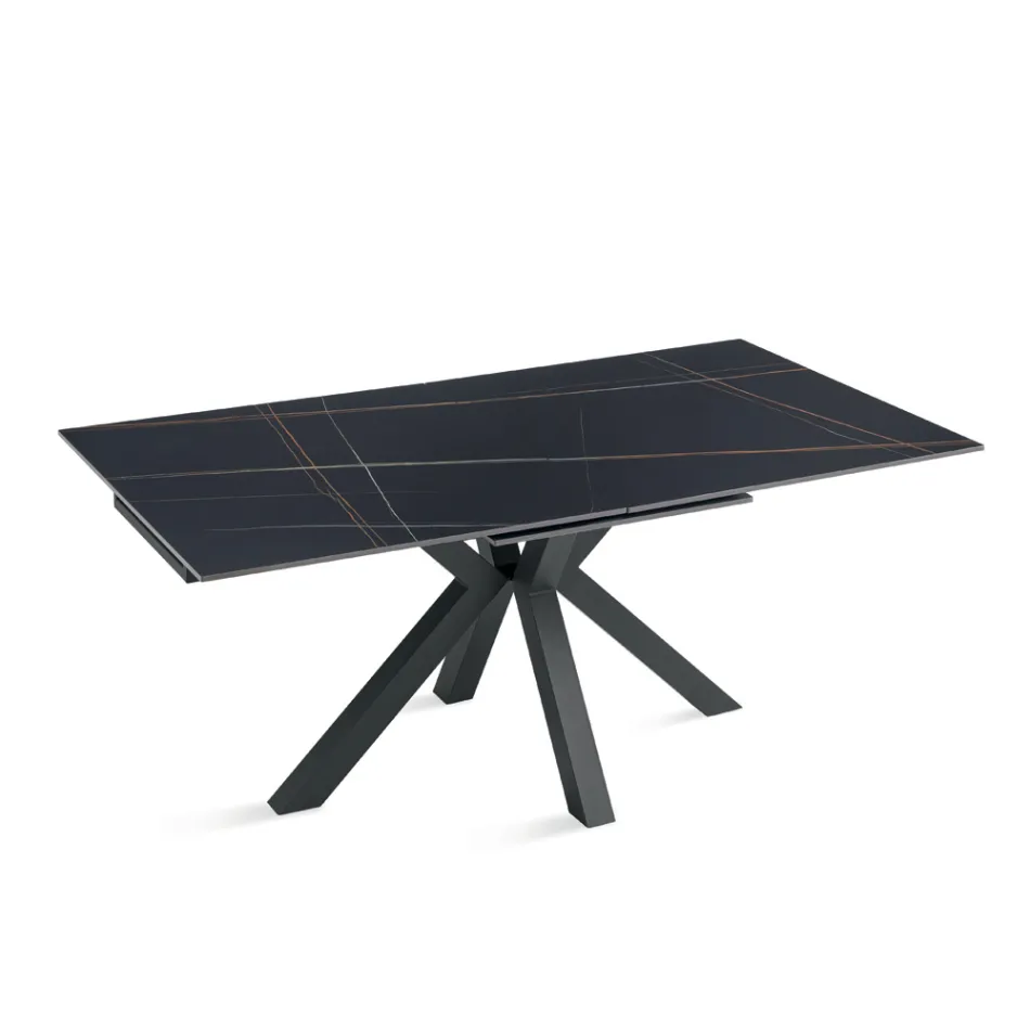 Ausziehbarer Tisch 180/240 x 100 cm aus Sinterstein mit Marmoroptik - Loggia Viadurini