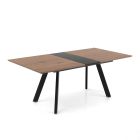 Ausziehbarer Tisch auf 180 cm mit Beinen aus schwarzem Metall und Magnesium Viadurini