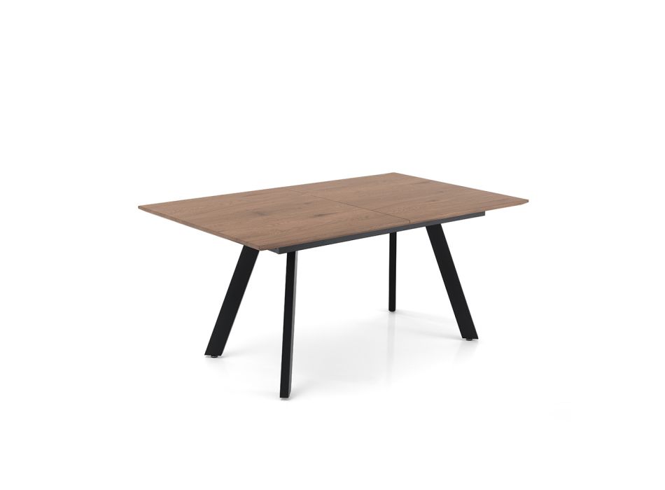 Ausziehbarer Tisch auf 180 cm mit Beinen aus schwarzem Metall und Magnesium Viadurini
