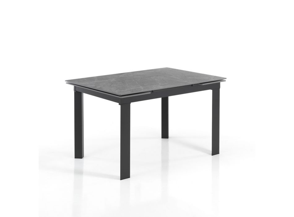 Ausziehbarer Tisch auf 180 cm in weißem Marmor-Finish – Brotola Viadurini