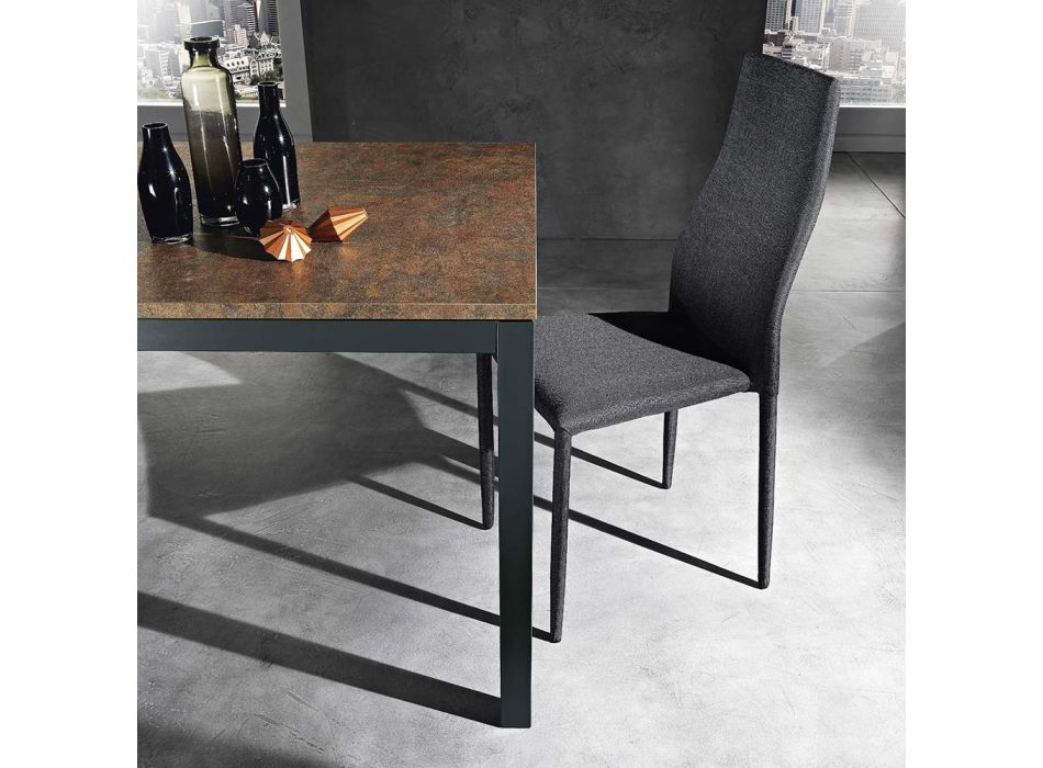 Ausziehbarer Tisch bis 180 cm aus anthrazitfarbenem Metall Made in Italy - Beatrise Viadurini