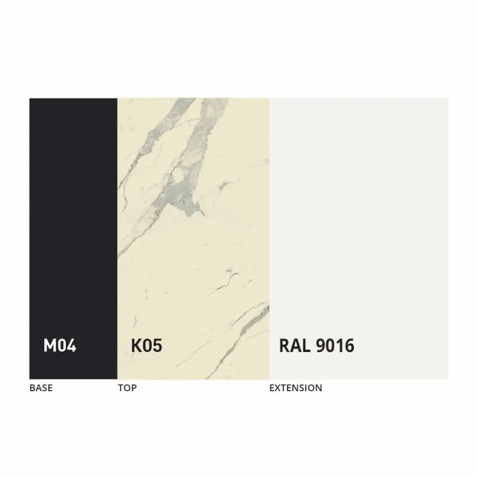 Ausziehbarer Esstisch auf 2,8 m mit Keramik- und Metallbeinen - Paoluccio Viadurini