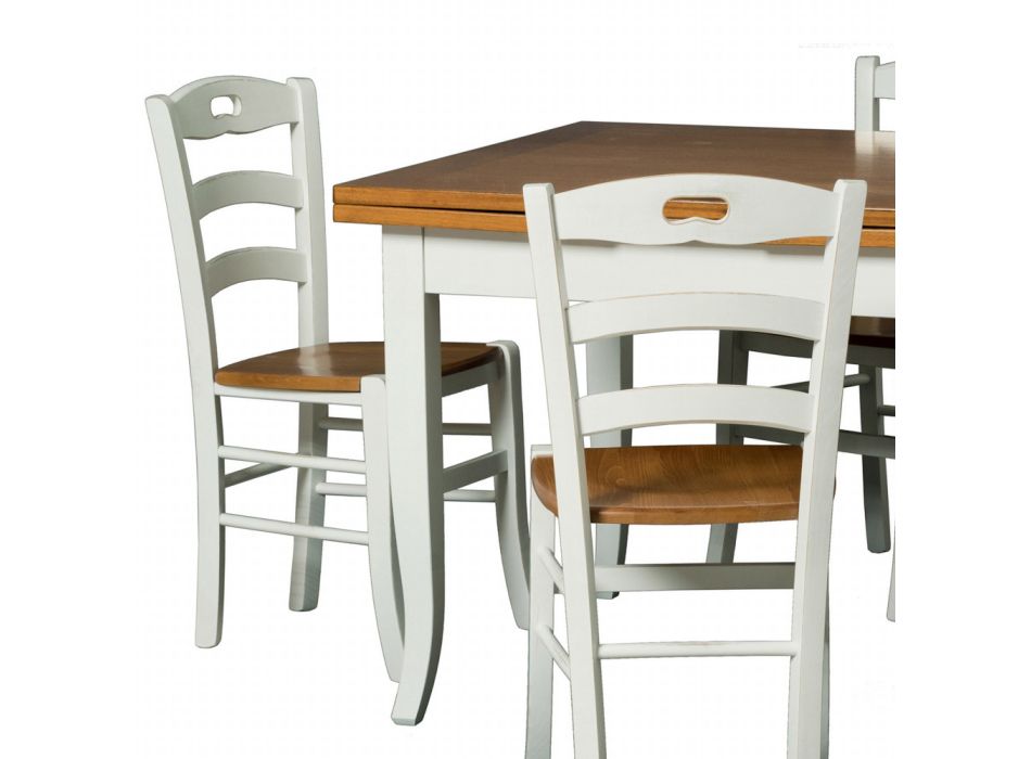Ausziehbarer Tisch auf 200 cm mit 4 Holzstühlen Made in Italy – Amethyst Viadurini