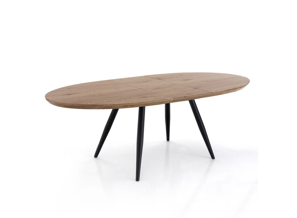 Ausziehbarer Tisch auf 200 cm mit schwarzen Metallbeinen – Lithium Viadurini