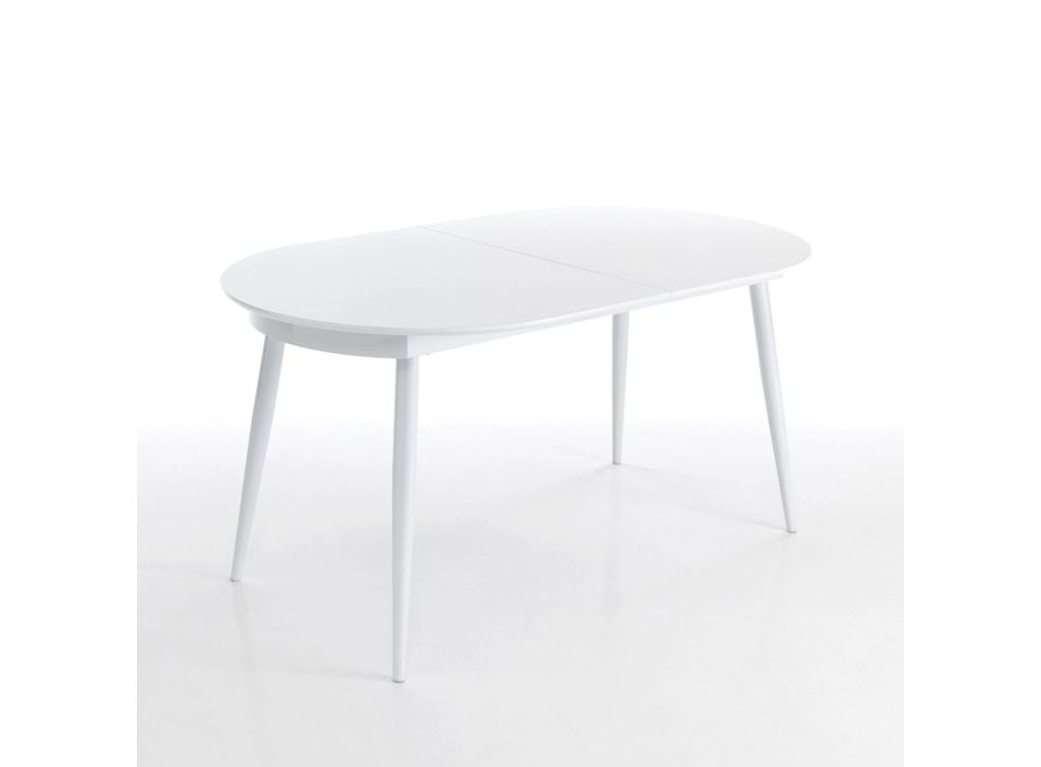 Ausziehbarer Tisch auf 200 cm aus Metall und weißem MDF – Lobster Viadurini