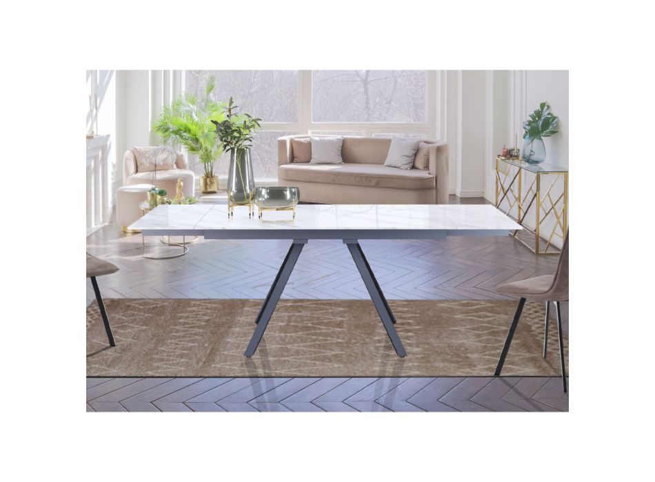 Ausziehbarer Tisch auf 210 cm aus grauem Stahl und Keramik – Canario Viadurini