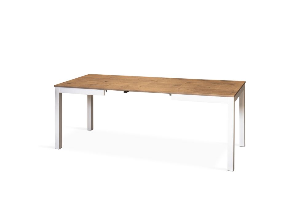 Ausziehbarer Tisch bis 210 cm aus Melamin und Massivholz Made in Italy - Gustavo
