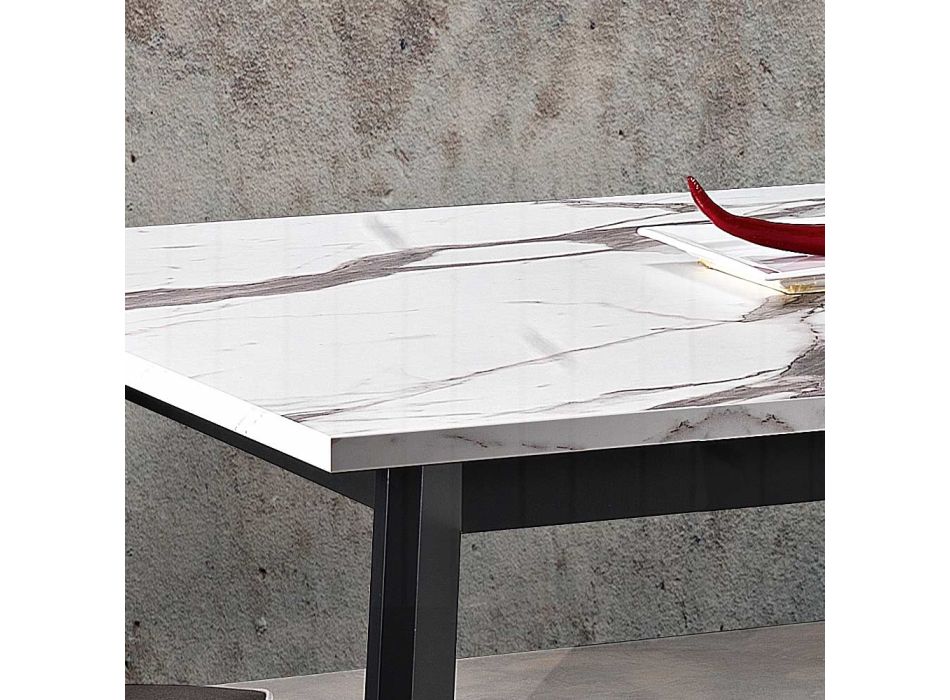 Ausziehbarer Tisch bis 220 cm mit Gestell aus Graphit-Buche Made in Italy - Toles Viadurini