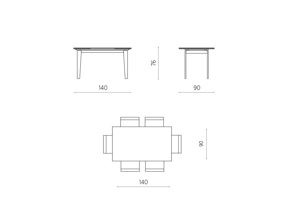 Ausziehbarer Tisch bis 220 cm aus Glas und Metall Made in Italy - Ester