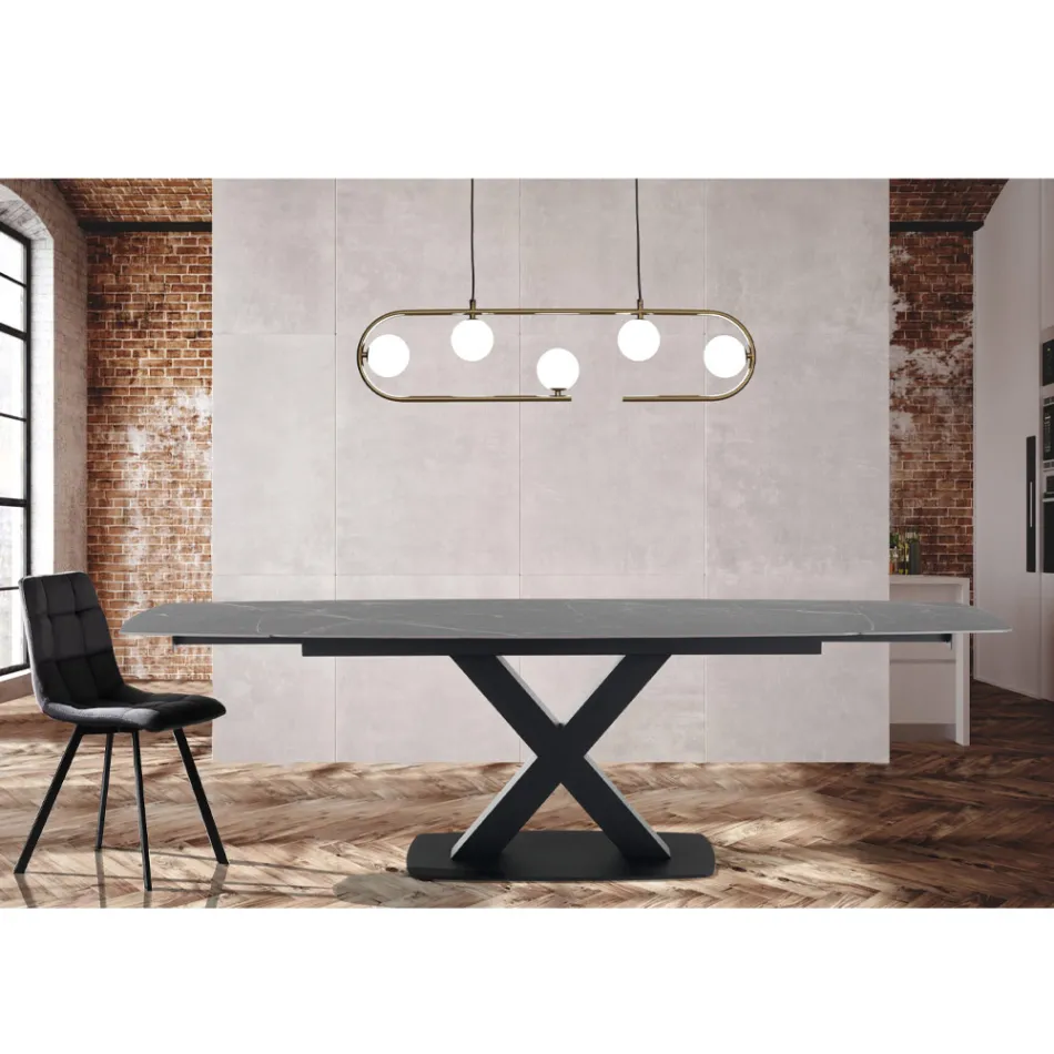 Ausziehbarer Tisch auf 230 cm mit Platte in Marmoroptik – Batofilo Viadurini