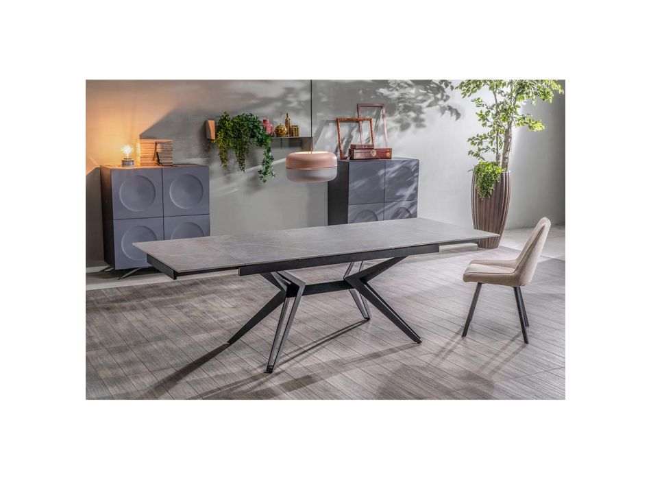 Ausziehbarer Tisch auf 240 cm aus Keramik und Metall – Bouquet Viadurini