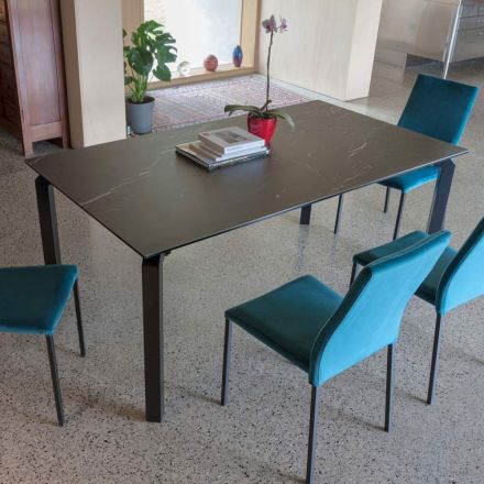 Ausziehbarer Tisch 240 cm aus Metall und Glaskeramikplatte - Lumera Viadurini