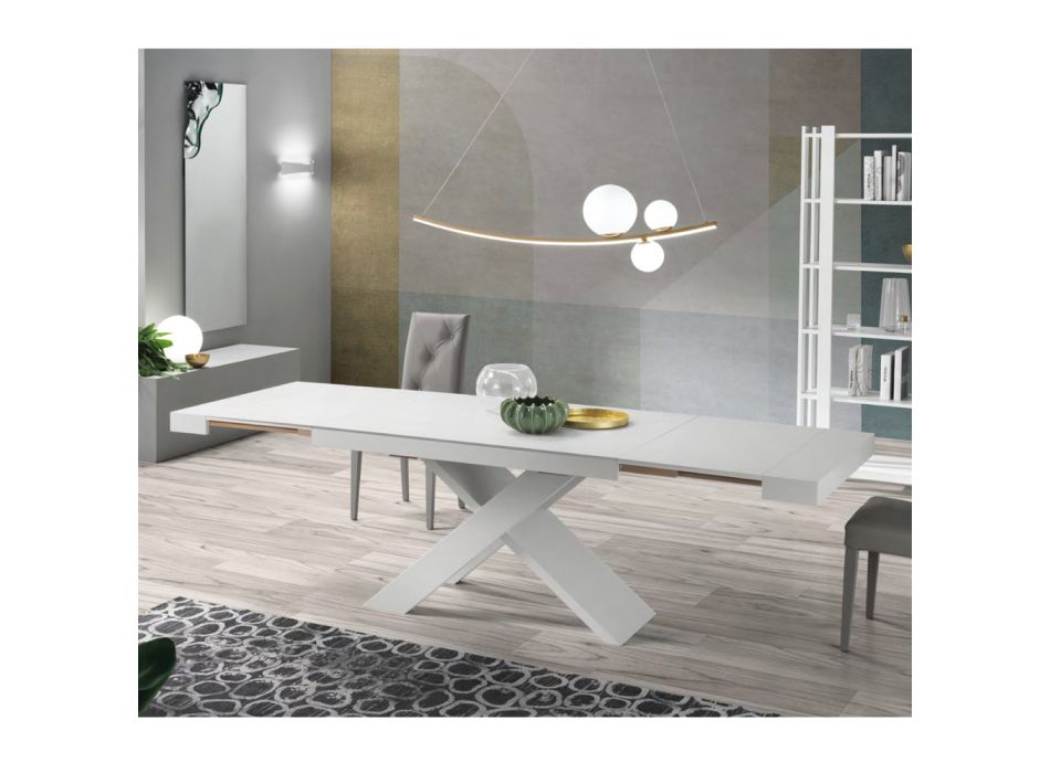 Ausziehbarer Tisch bis 260 cm mit Platte in Holzoptik Made in Italy - Odelmo Viadurini