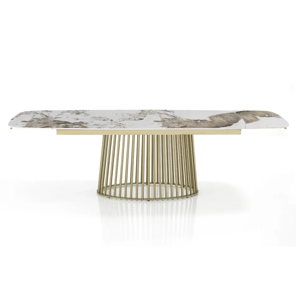 Ausziehbarer Tisch bis 260 cm in Keramik-, Marmor- und Metallausführung - Veneto Viadurini