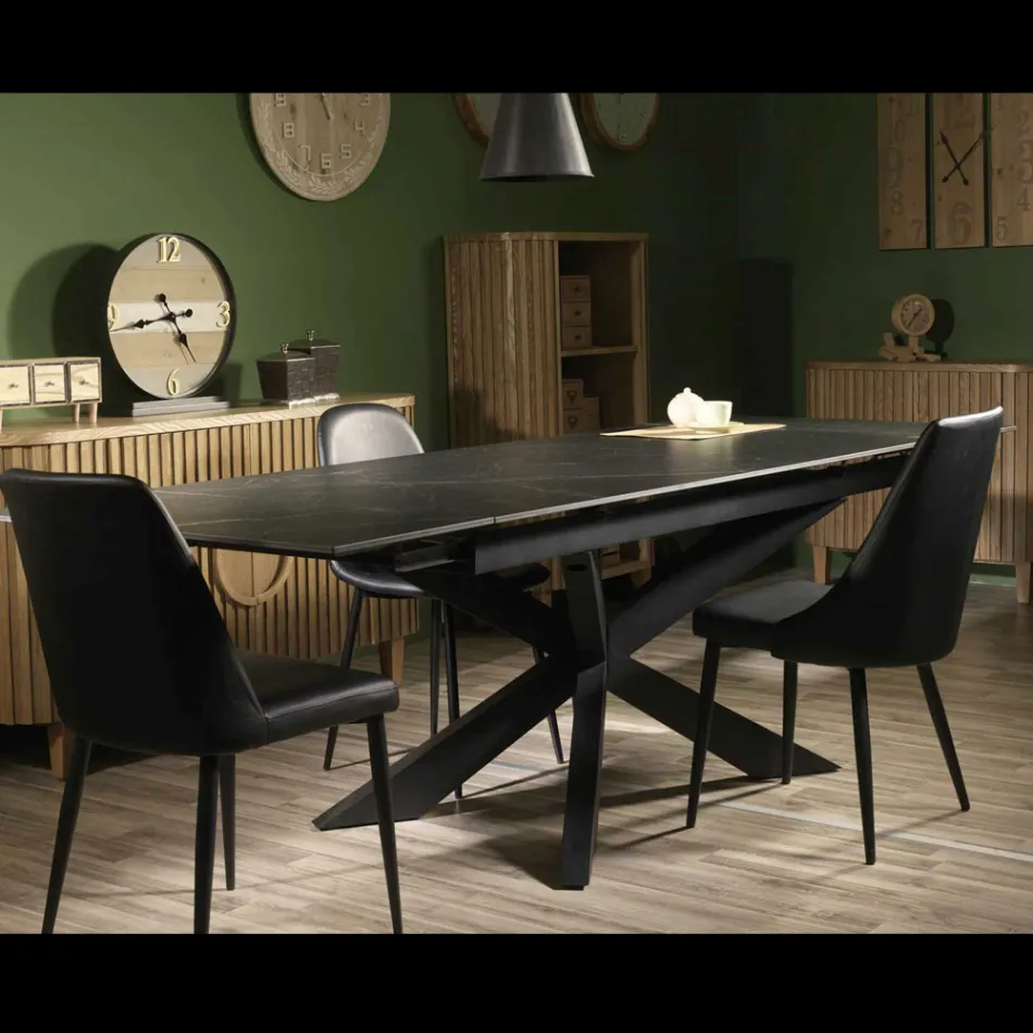 Ausziehbarer Tisch 260 cm aus Metall und synthetischem Stein - Unterwasser Viadurini