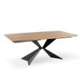Ausziehbarer Tisch auf 300 cm mit Metallgestell und Eichenholzplatte – Marineblau