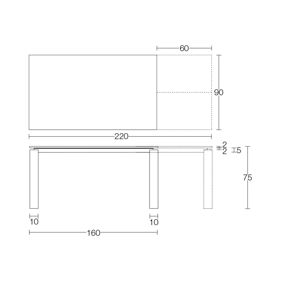 Ausziehbarer Tisch 310 cm mit Laminatplatte und Metallgestell - Spilla Viadurini