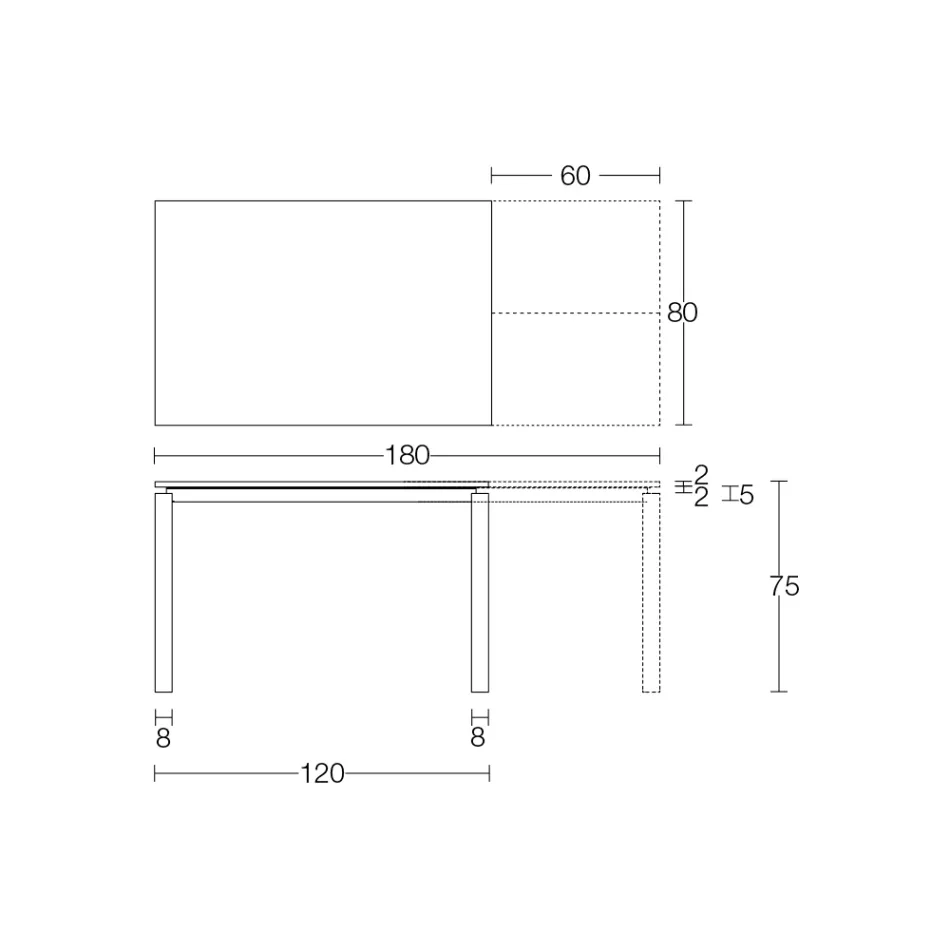 Ausziehbarer Tisch 310 cm mit Laminatplatte und Metallgestell - Spilla Viadurini