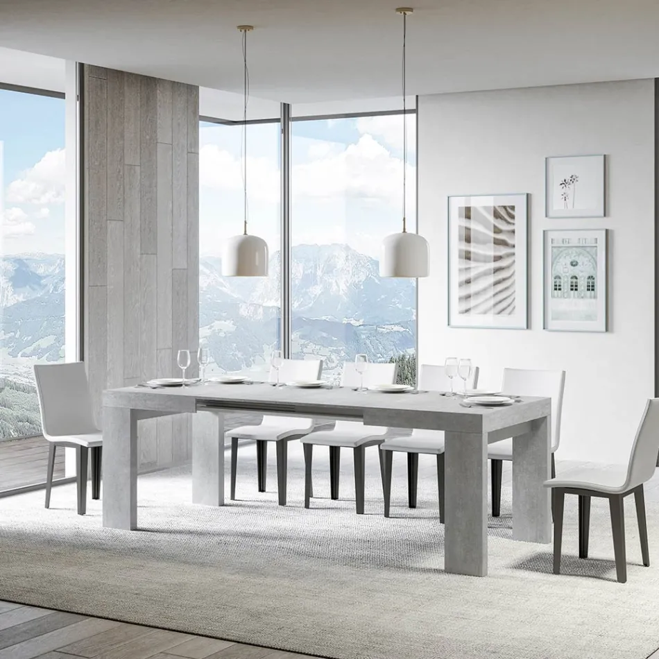 Ausziehbarer Tisch auf 440 cm aus Mikropartikeln aus Holz, hergestellt in Italien – Baum Viadurini