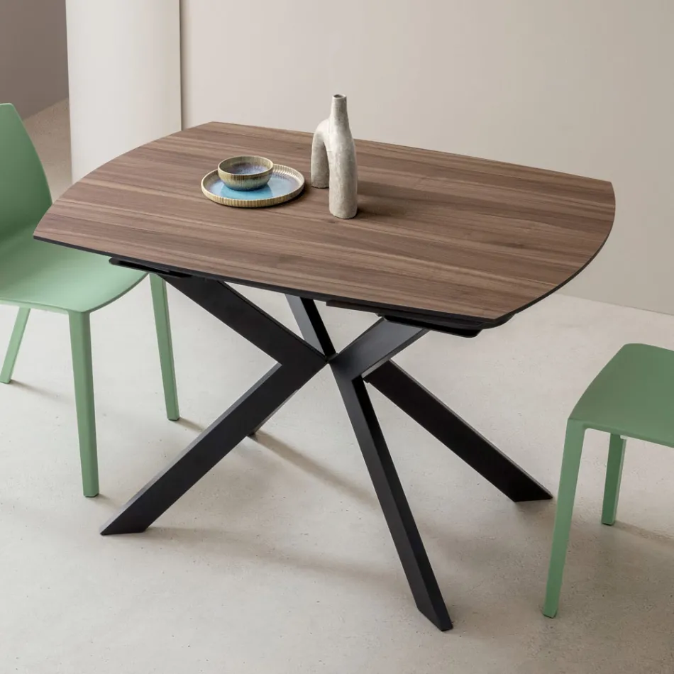 Ausziehbarer Fasstisch aus geschichtetem HPL mit verschiedenen Oberflächen - Incontro Viadurini