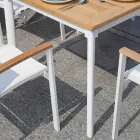 Ausziehbarer Butterfly-Tisch bis 210 cm aus Aluminium und Teakholzplatte - Incanto Viadurini