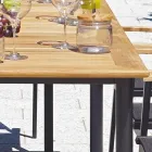 Ausziehbarer Butterfly-Tisch bis 210 cm aus Aluminium und Teakholzplatte - Incanto Viadurini