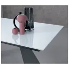 Ausziehtisch mit seitlicher Verlängerung aus Milchglas - Aperol Viadurini