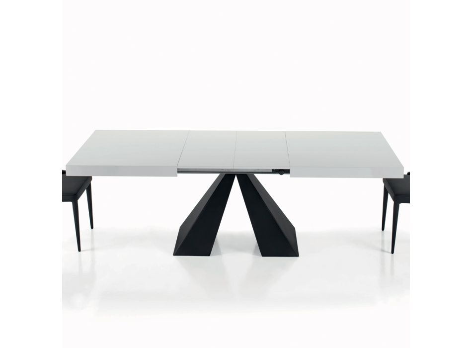 Ausziehbarer Tisch mit zentraler Öffnung und klappbarer Kante, hergestellt in Italien – Dalmatiner Viadurini
