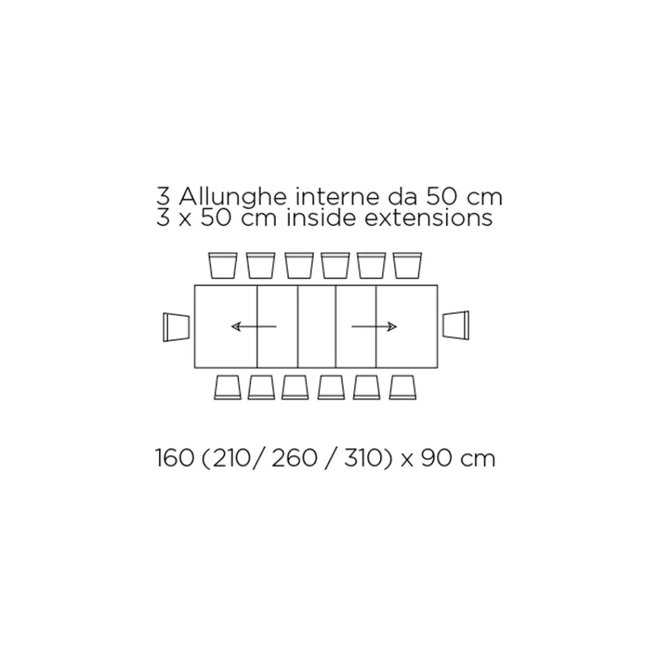 Ausziehbarer Tisch mit synchronisierter zentraler Öffnung aus Laminat – Settimmio Viadurini