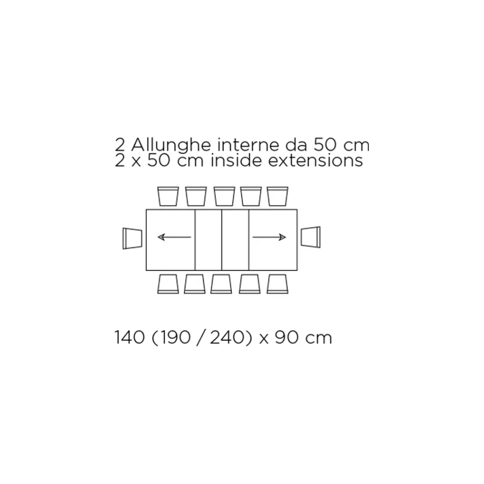 Ausziehbarer Tisch mit synchronisierter zentraler Öffnung aus Laminat – Settimmio Viadurini