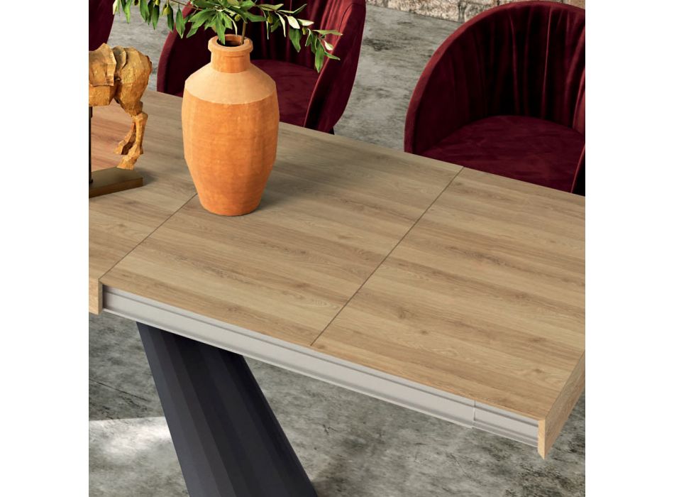 Ausziehbarer Tisch mit synchronisierter seitlicher Öffnung, hergestellt in Italien – Gläser Viadurini