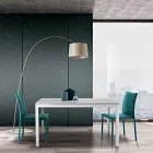 Ausziehbarer Tisch mit weißen Metallbeinen und Melaminplatte - Shaila Viadurini
