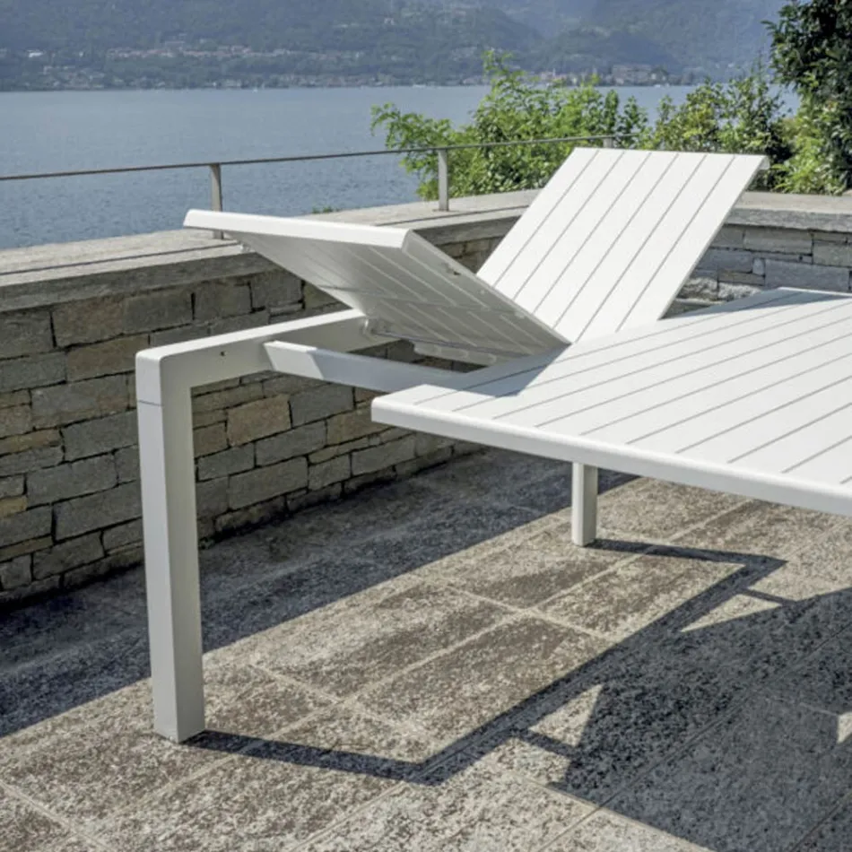 Ausziehbarer Tisch mit Schiebebeinen und Aluminium-Lattenrostplatte - Supernova Viadurini