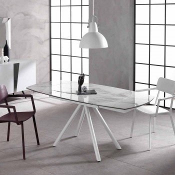 Ausziehbarer Tisch mit Keramikplatte und Metallbeinen, Lozzolo
