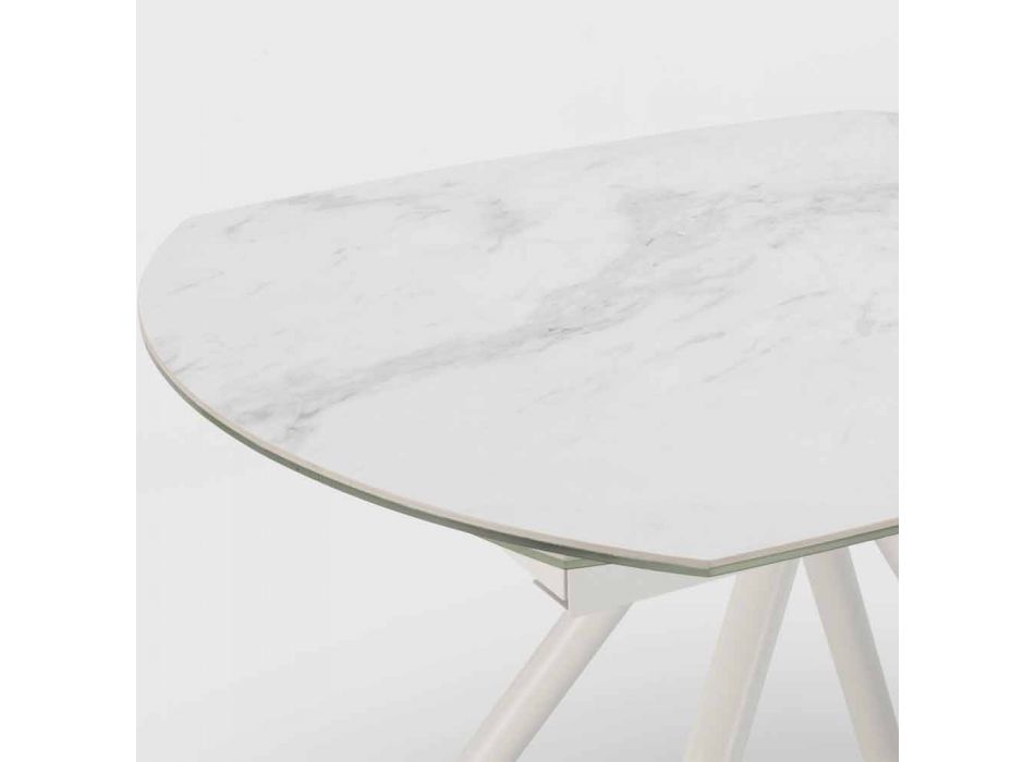 Ausziehbarer Tisch mit Keramikplatte und Metallbeinen, Lozzolo