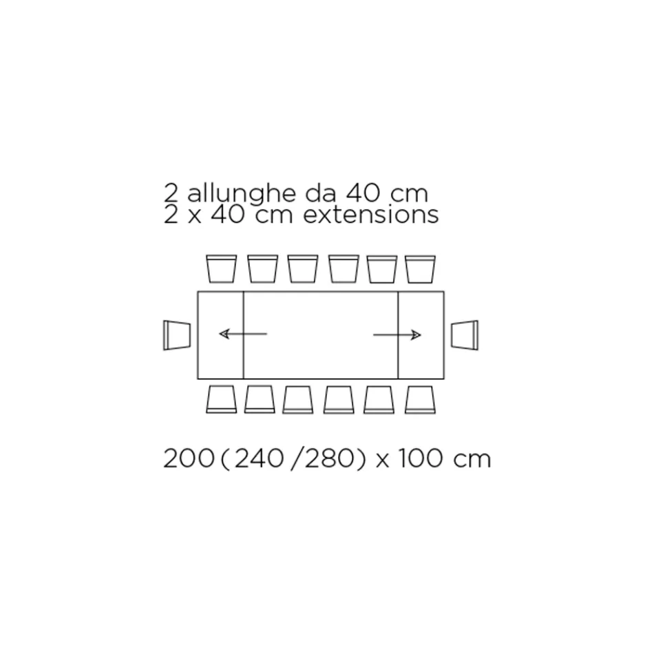 Ausziehbarer Tisch mit Glasplatte, hergestellt in Italien – Equatore Viadurini