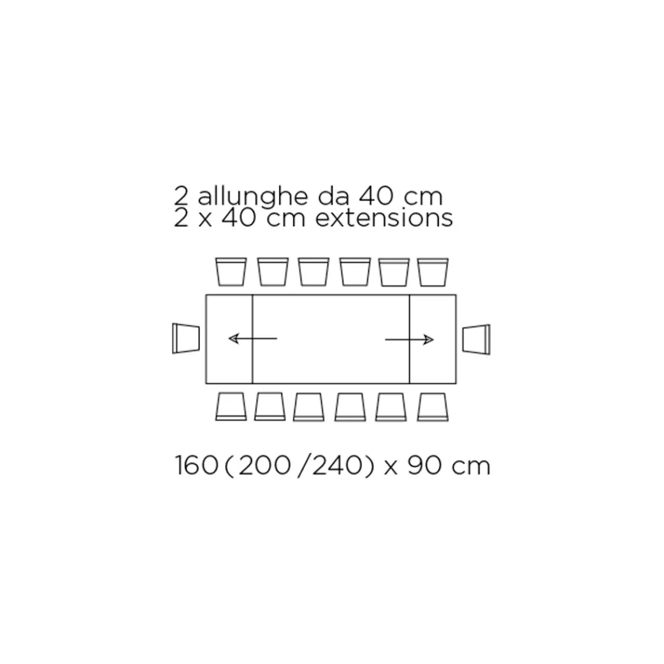 Ausziehbarer Tisch mit Glasplatte, hergestellt in Italien – Equatore Viadurini