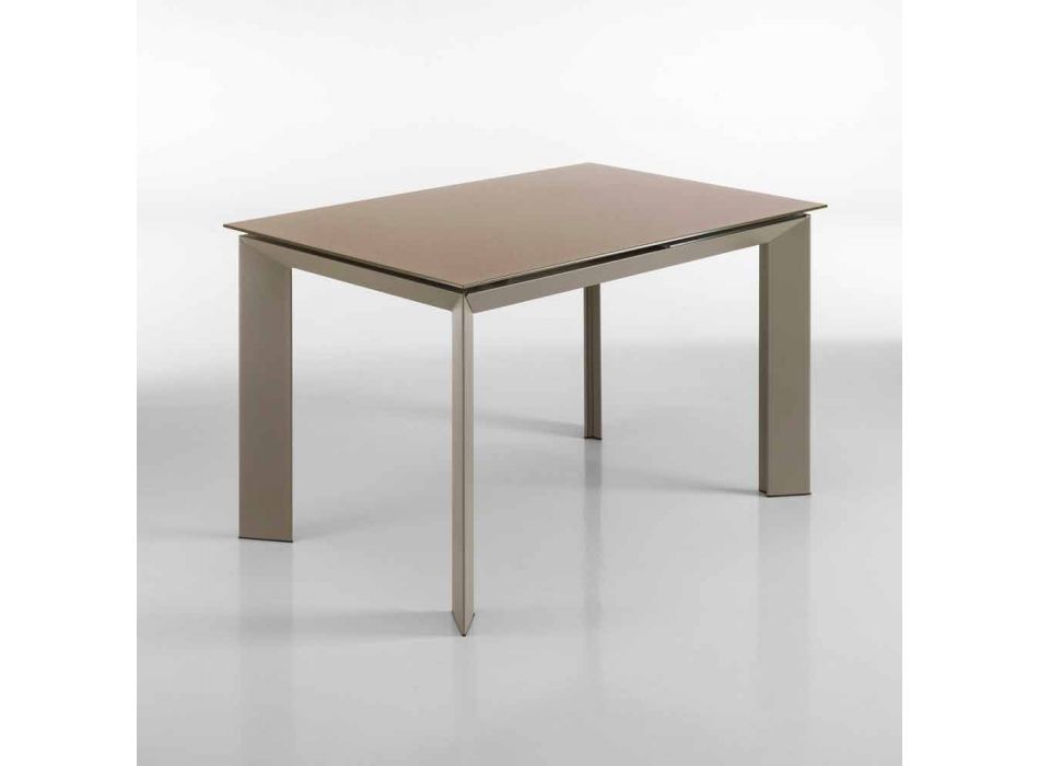 Erweiterbarer Tisch mit Zeno taupe lackiertem Hartglas Viadurini