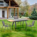 Ausziehbarer Outdoor-Tisch aus anthrazitfarbenem Aluminium und Glasplatte – Aimer